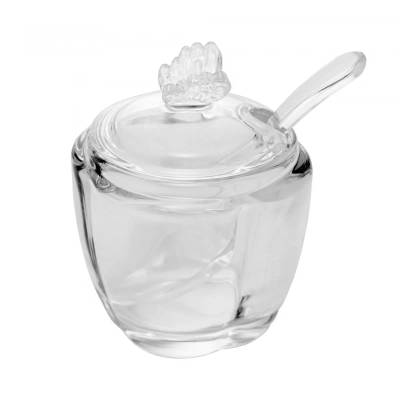 Açucareiro com Tampa e Colher Butterfly 130ml Cristal