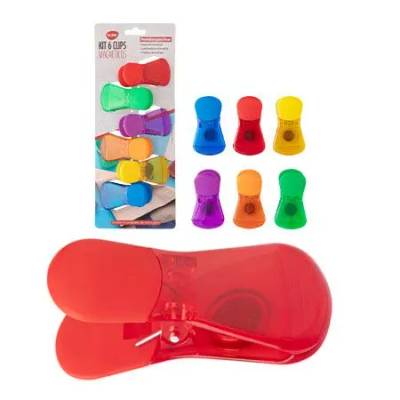 KIT 6 Clips Embalagens Plástico 7 cm x 4 cm