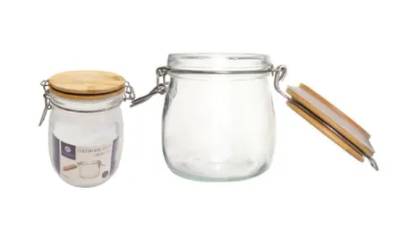 Pote Hermético 750ml com Tampa de Bambu com Presilha