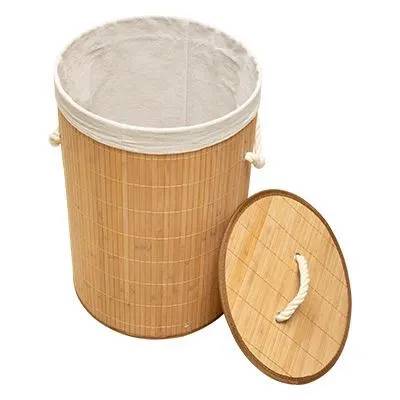 Cesto Dobrável Redondo Bambu 35 cm x 35 cm x 50 cm