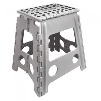 Banco Dobrável de Plástico Cinza 39cm