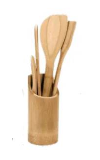 Kit de Utensílios de Bambu – 5 Peças