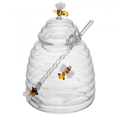 Açucareiro com Tampa e Colher Lovely Bee 500ml Vidro Borossilicato