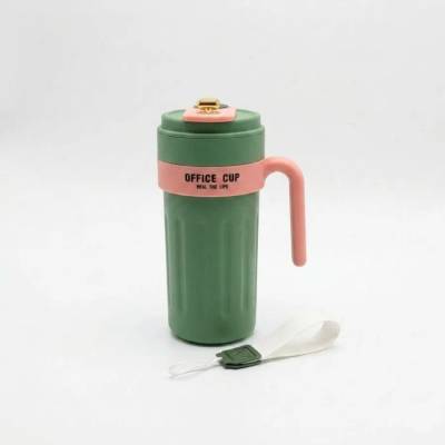 Copo Térmico Inteligente MS-933 650ml Xícara de Café em Aço Inoxidável 316 - Verde com Alça Salmão