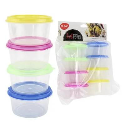 Conjunto 8 Mini Potes Circulares 60 ml Plástico 6,5 cm x 3,5 cm
