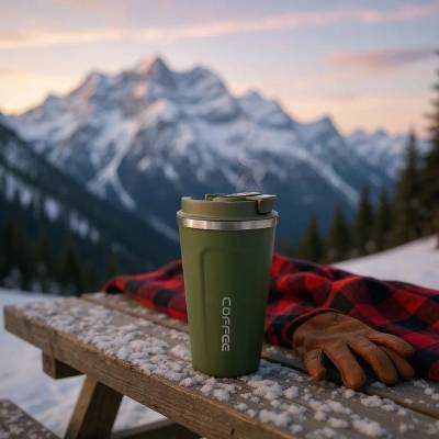 Copo Térmico MS-925 510ml para Café de Infusão a Vácuo em Aço Inoxidável com Tampa Quente e Frio - Verde