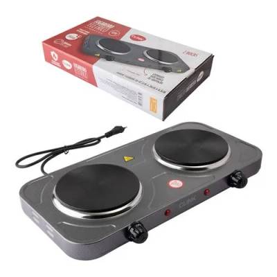 Fogareiro Eletrico 2000 W 2 Bocas 127V Ferro e Ferro Fundido 47,5 cm x 26 cm x 6,5 cm